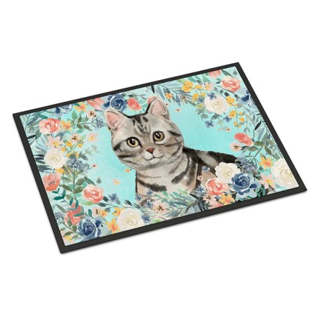 Carolines Treasures 18 x 27 in. American Shorthair Spring Flowers Indoor or Outdoor Mat CK3388MAT
